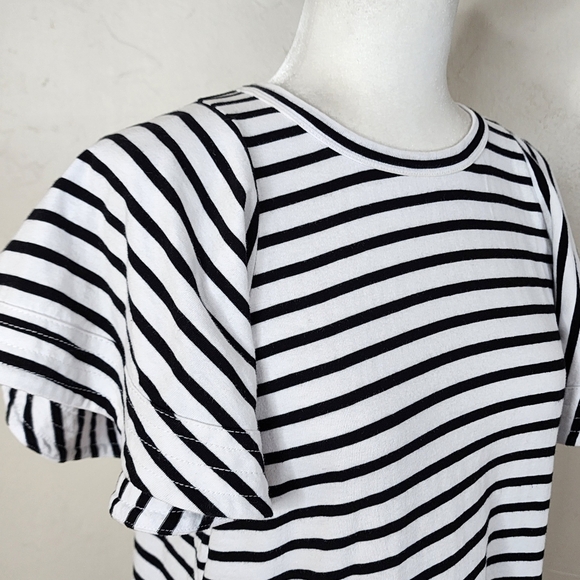 A.L.C Carrie Black and White Striped Flutter Sleeve Top Size Small - Picture 7 of 15